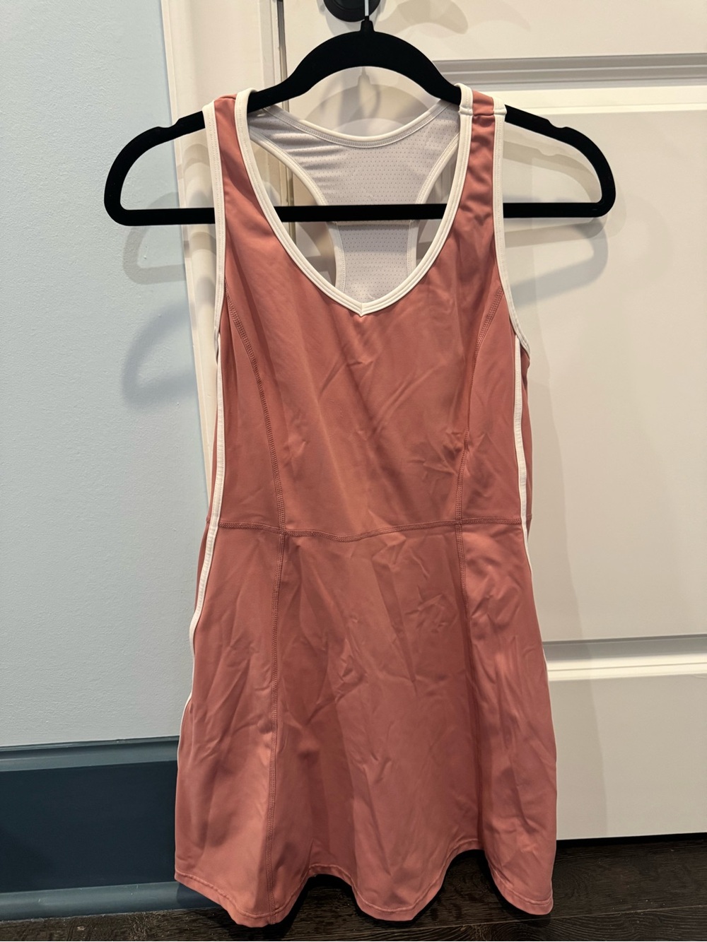 Rose Pink Athletic Tennis Dress with White Trim